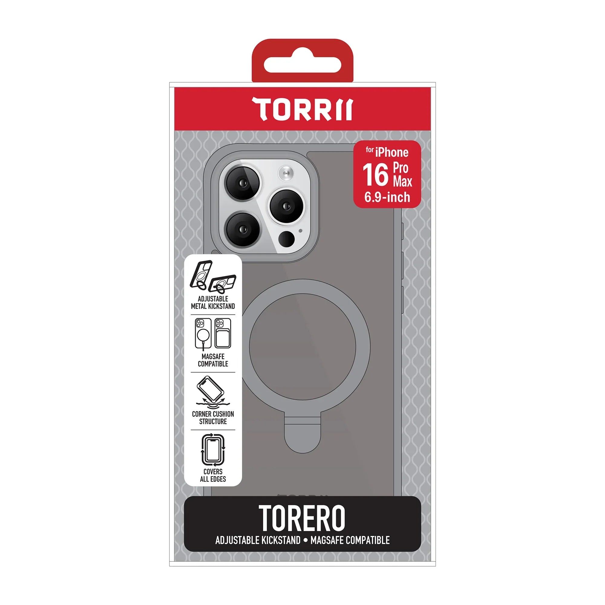 iPhone 16 Pro Max Torrii Torero Stand Magsafe Cover - Gray - Tashqila iPhone 16 Pro Max Torrii Torero Stand Magsafe Cover - Gray - Tashqila